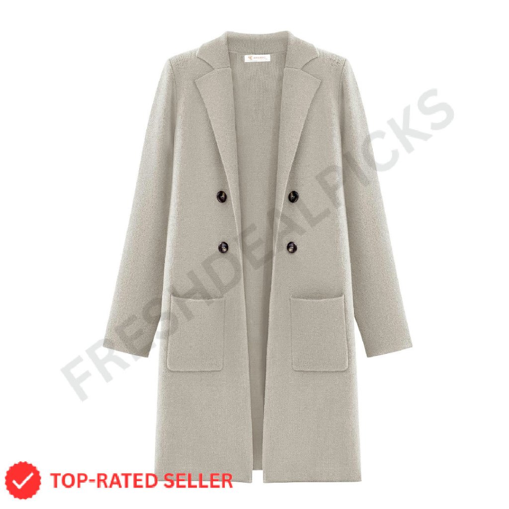 Oversized Open Front Cardigan Sweater Elegant Chic Business Casual Coatigan